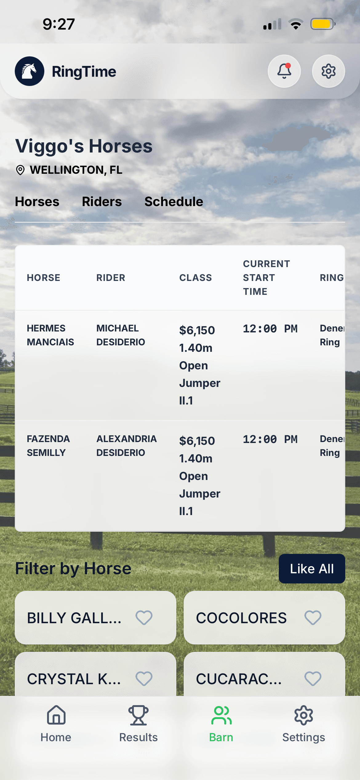 RingTime Schedule View