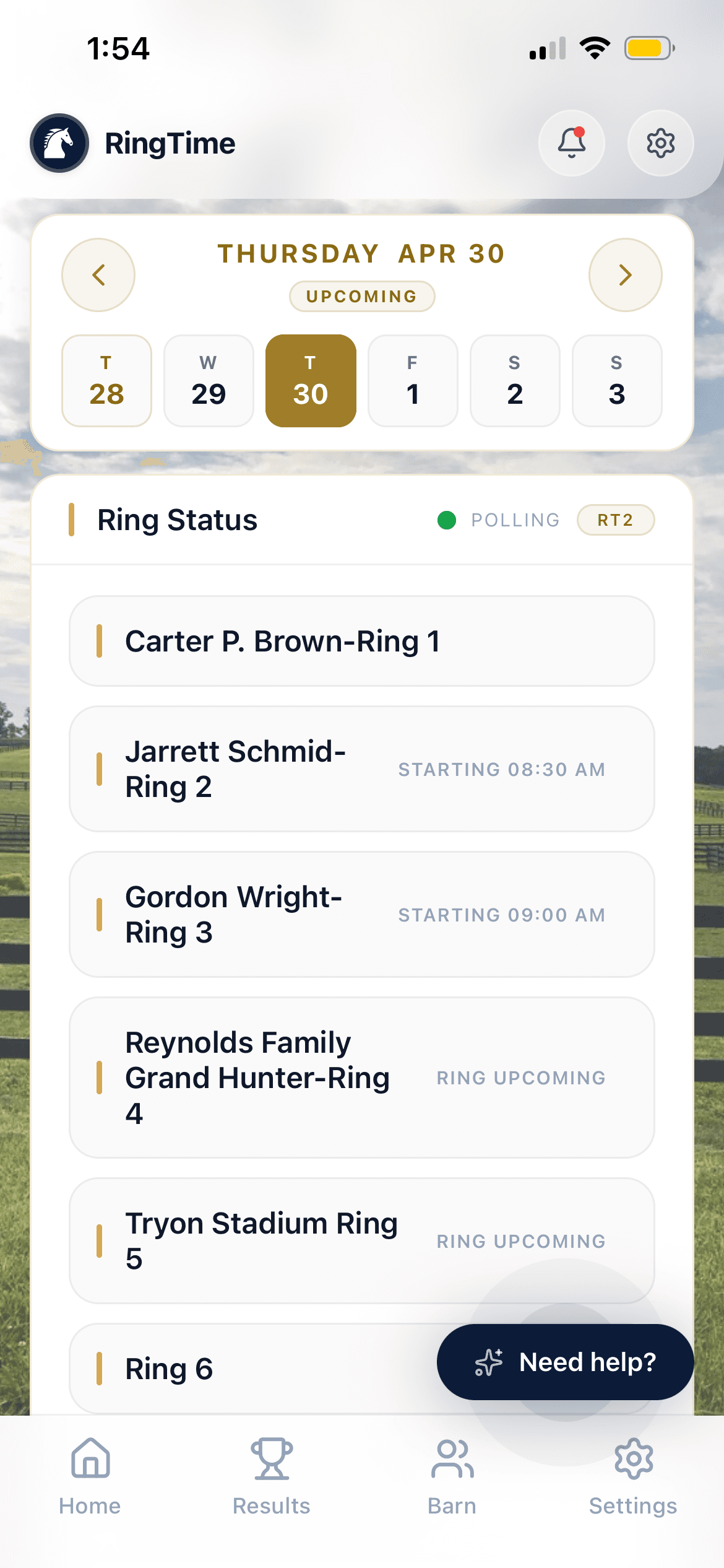 RingTime Ring Status